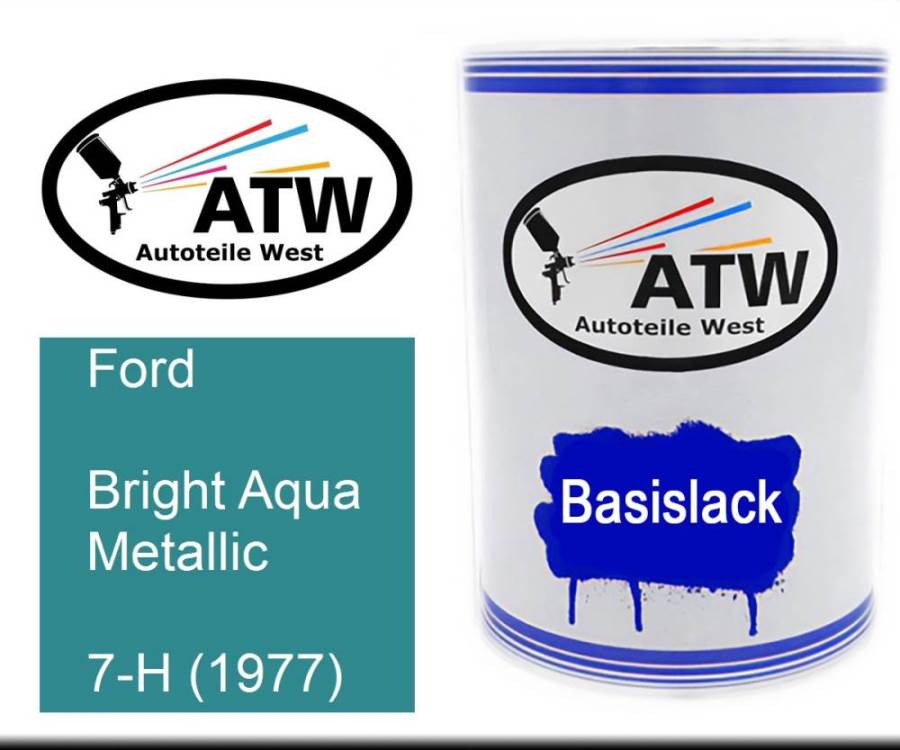 Ford, Bright Aqua Metallic, 7-H (1977): 500ml Lackdose, von ATW Autoteile West.